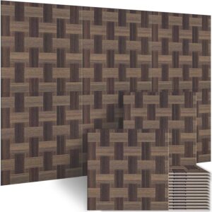 bubos 6 pack acoustic wood wall panels, 23.6x23.6 inch sound absorbing panels with full adhesive backing, decorative peel and stick for recording studio & home office(red oak)